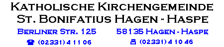 Kath. Kirchengemeinde St. Bonifatius Haspe in 58135 Hagen